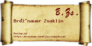Brünauer Zsaklin névjegykártya